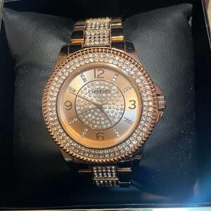 Bebe Woman Rose Gold Fashion Crystal Dial Bezel Watch